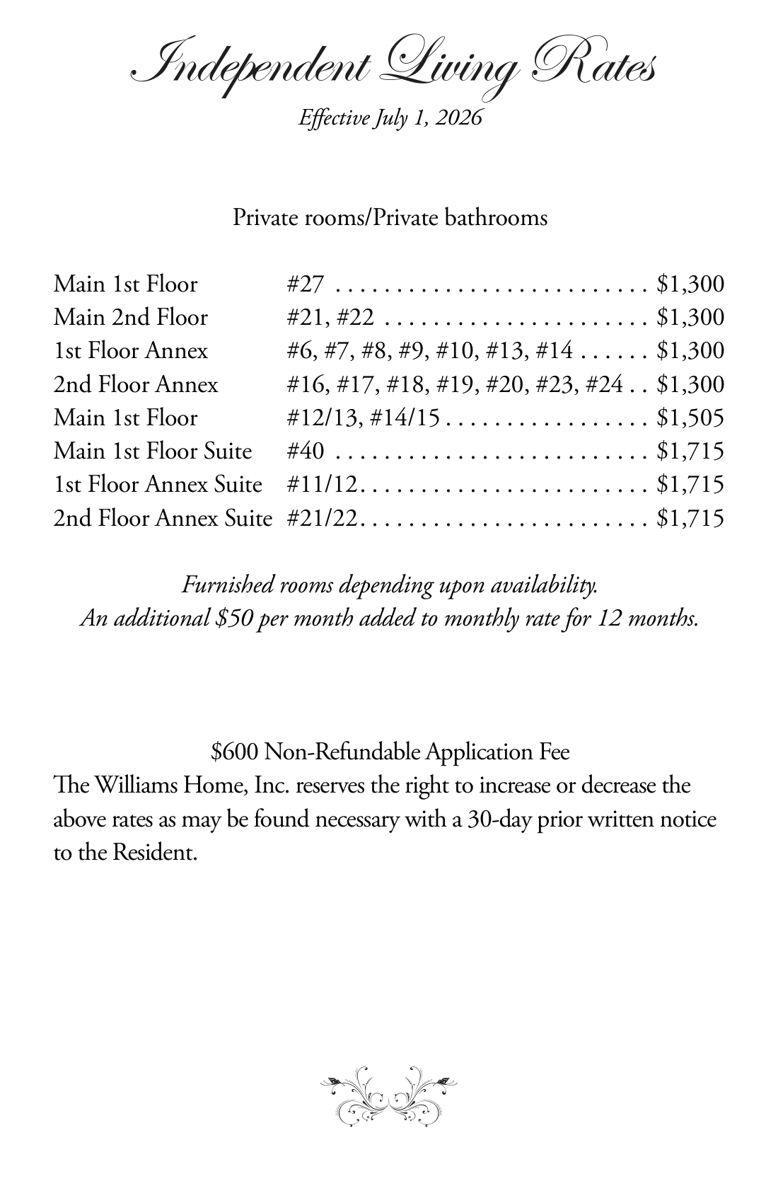 SO#57699 - Independent Living Rates - The Williams Home-1